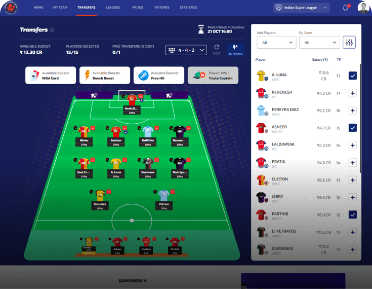 ISL Season-Long Fantasy Platform – Official League Solution