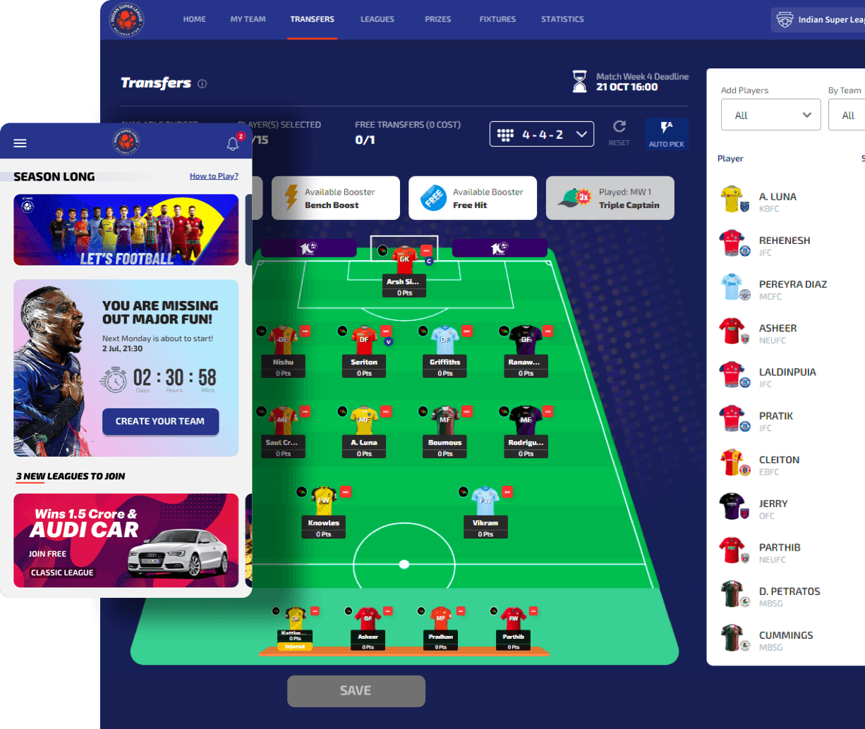 A Season Long Fantasy solution for ISL, India’s premier professional Football league